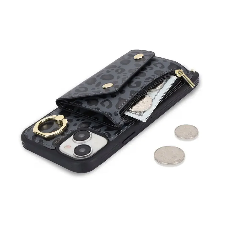 Lipvina Case for iPhone 13 with Card Holder, Crossbody Strap, Zipper Pocket